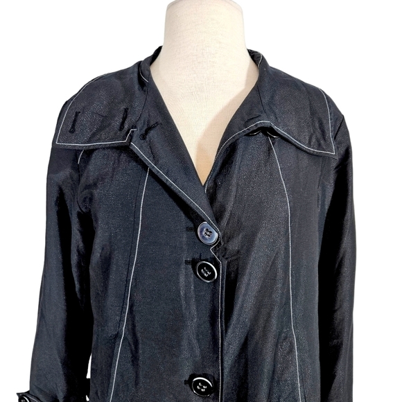Pendleton Black Sparkly Trench Swing Jacket - Picture 2 of 9